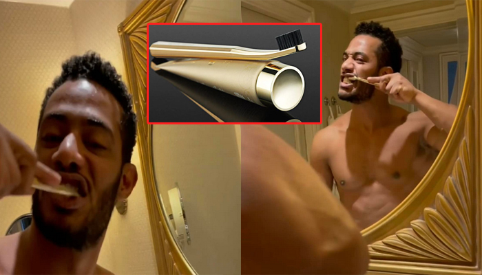 محمد رمضان يغسل أسنانه بمعجون من الذهب عيار 24..وهكذا رد عليه الفنانين ..وهذا سعر المعجون السويسري